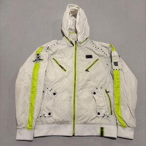 Coogi Windbreaker Jacket Mens Large Casual White Hoodie Full Zip Logo‎
